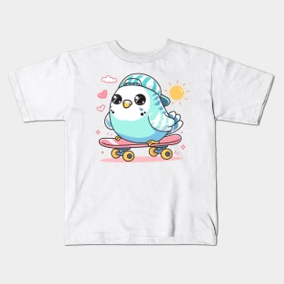 Budgie Skateboarding Kids T-Shirt